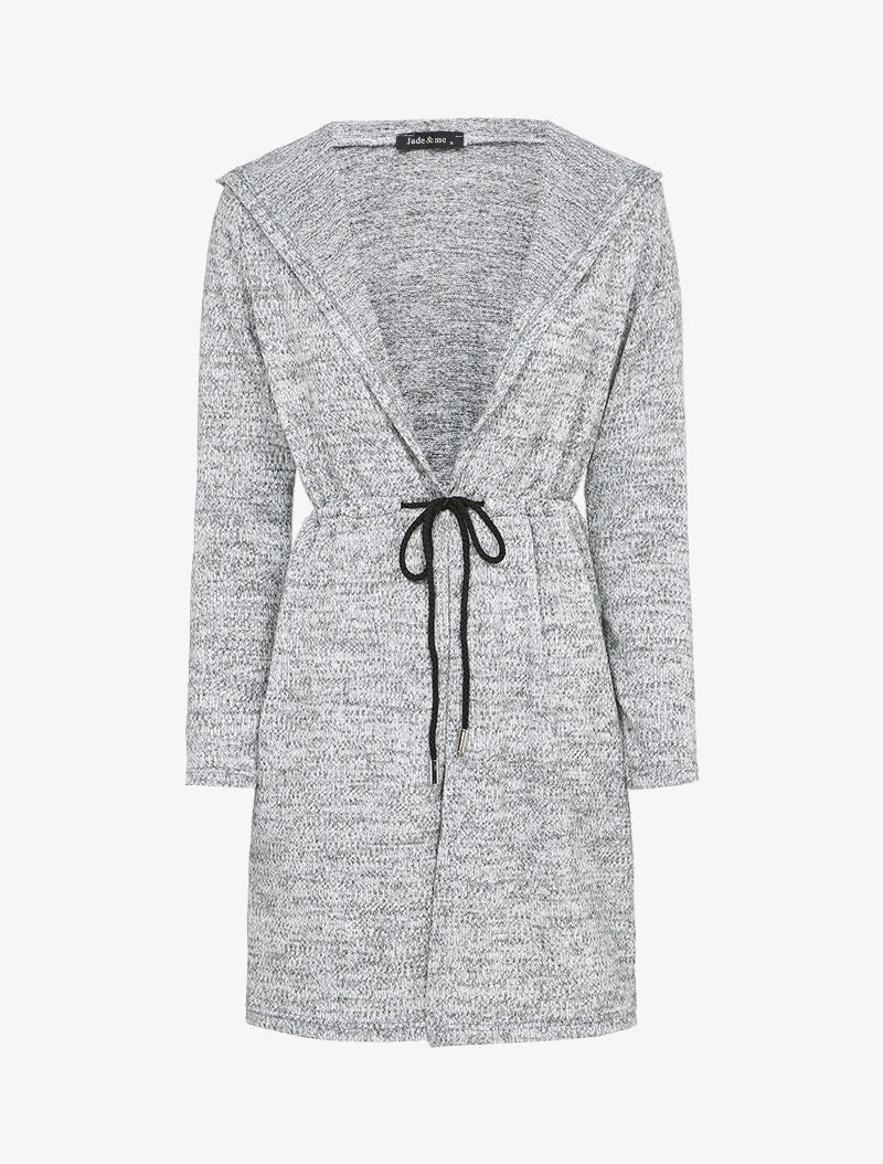 Gilet à capuche à liens à nouer - Gris chiné - 1