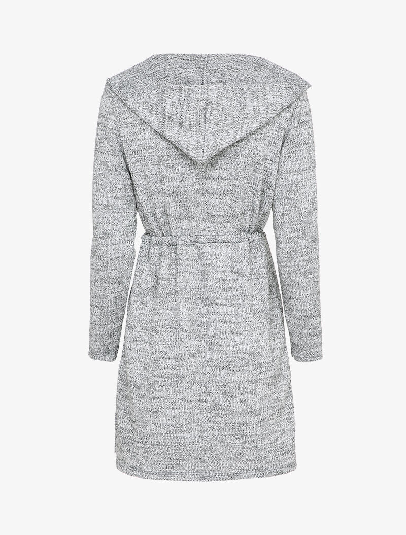 Gilet à capuche à liens à nouer - Gris chiné - 2
