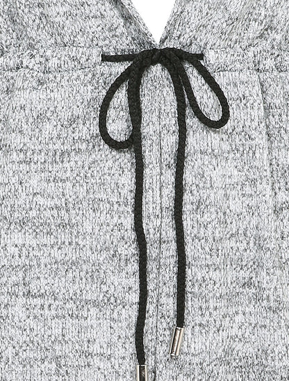 Gilet à capuche à liens à nouer - Gris chiné - 3