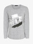 Pull à message floqué irisé - Gris chiné - 1
