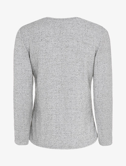Pull à message floqué irisé - Gris chiné - 2