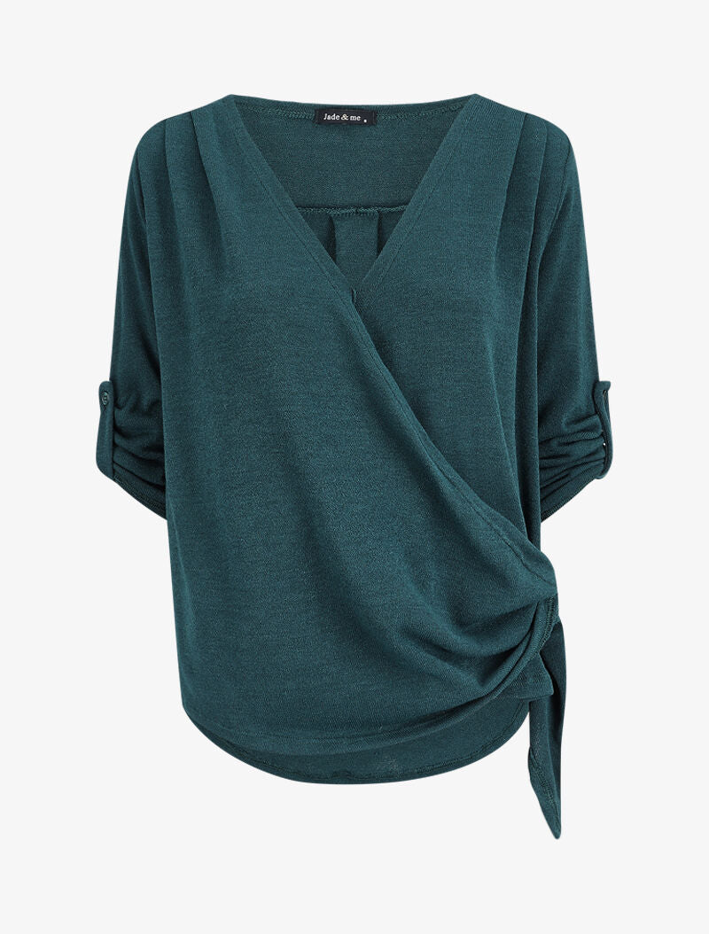 Pull cache-coeur à manches retroussables - Vert - 4