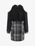 Robe bi-matière à épaules dénudées - Noir - 4