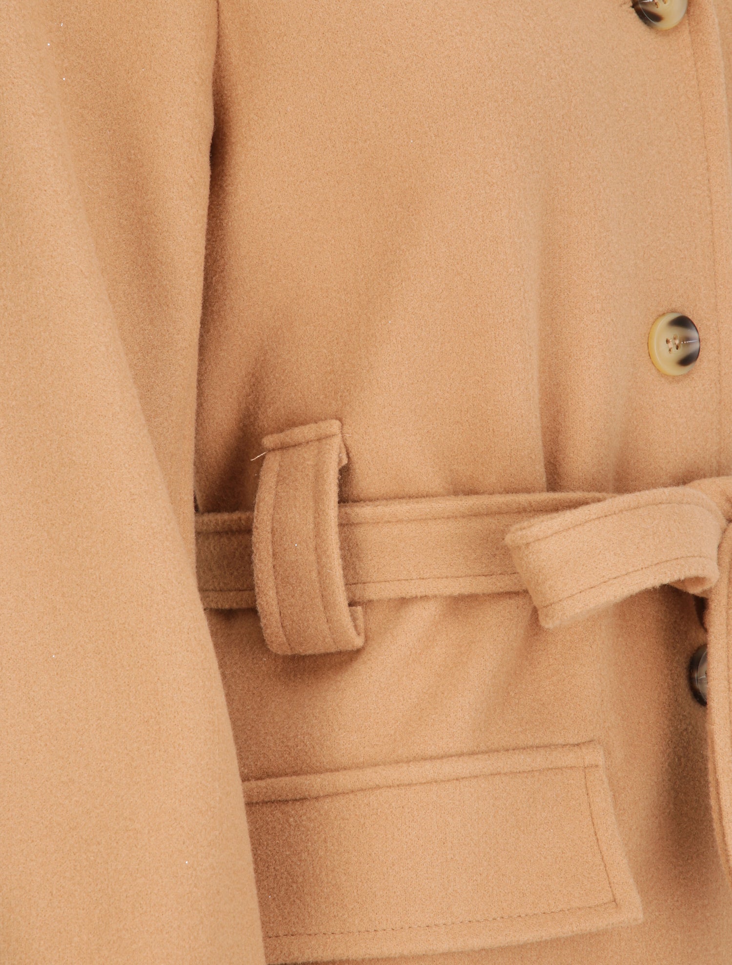 Manteau mi-long à poches plaquées décoratives - Camel - 3