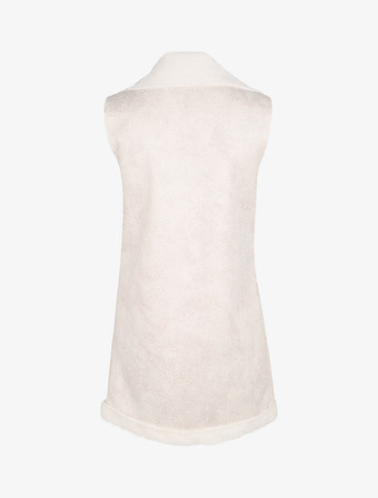 Veste sans manches style peau lainée - Blanc - 2