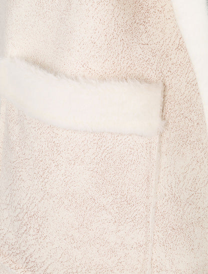 Veste sans manches style peau lainée - Blanc - 3