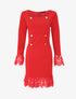 Robe à col carré et bords en dentelle - Rouge - 1