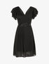 Robe à manches volantées et détail fleurs et strass - Noir - 4
