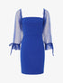 Robe à col bardot et manches en tulle - Bleu électrique - 4