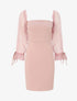 Robe à col bardot et manches en tulle - Rose poudré - 1