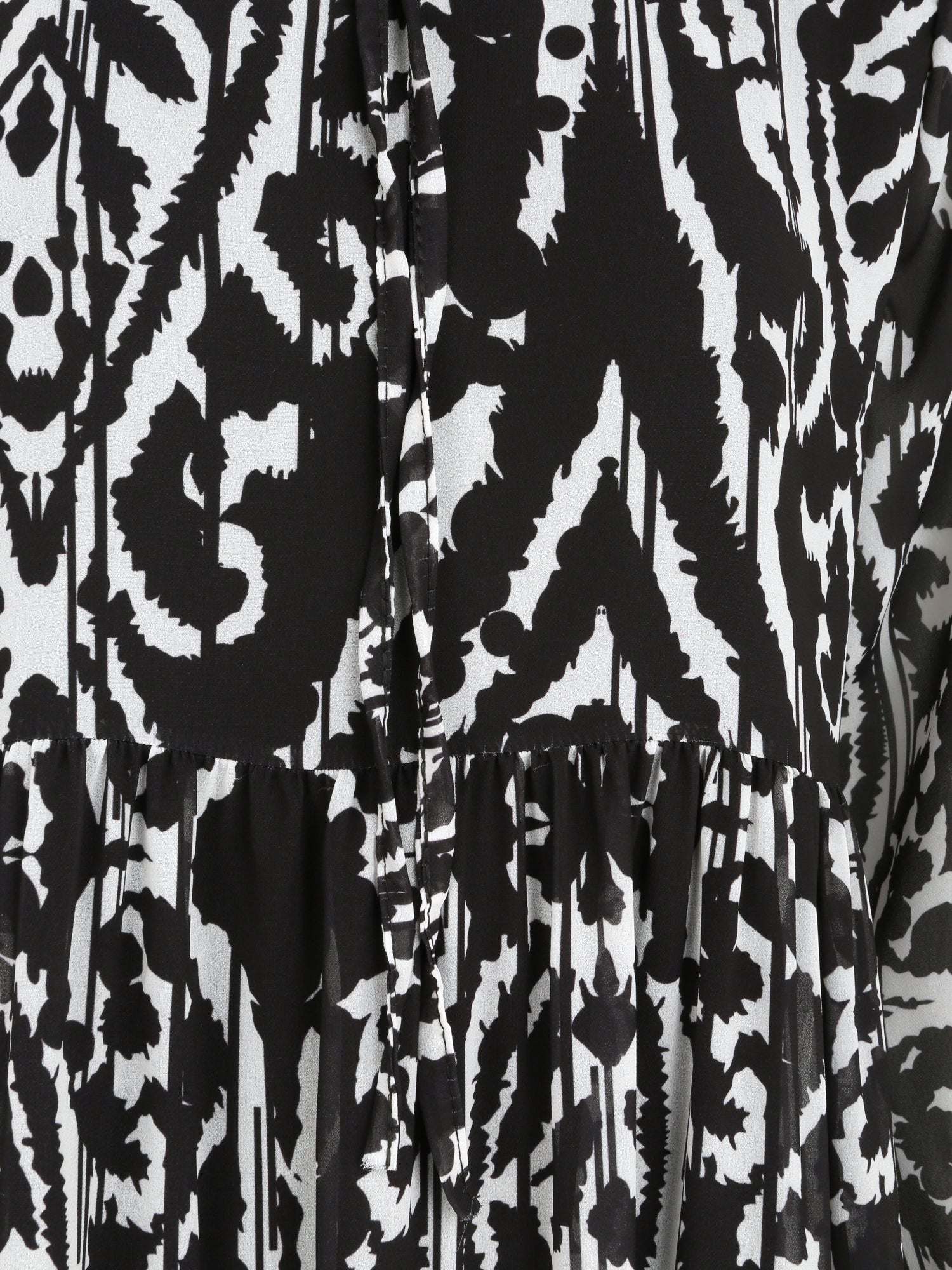 Robe à col volanté et imprimé baroque stylisé - Noir - 3