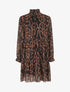 Robe à col volanté et imprimé baroque stylisé - Camel - 1