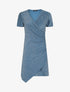 Robe drapée et irisée à manches courtes - Bleu - 1