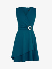 Robe patineuse à boucle contrastante - Bleu pétrole - 1