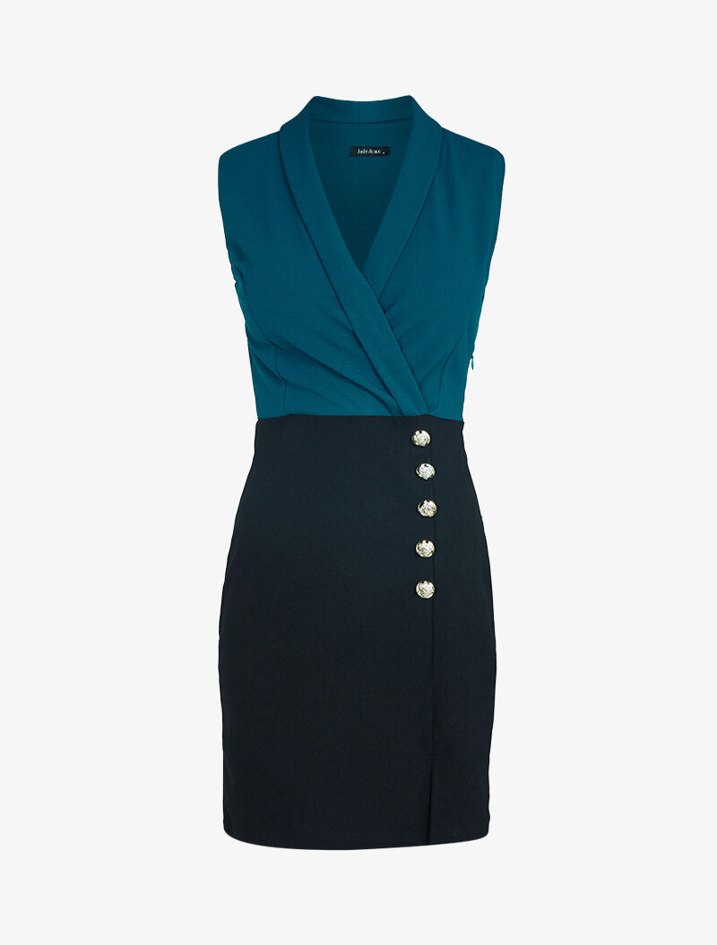 Robe à buste style tailleur - Bleu pétrole - 1