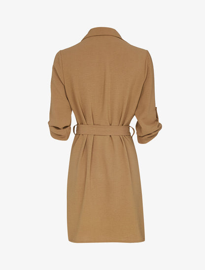 Robe ample style chemise - Camel - 2