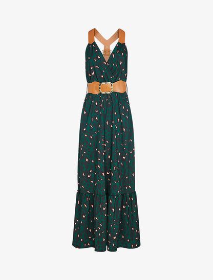 Robe à bretelles style sangles en simili - Vert - 1