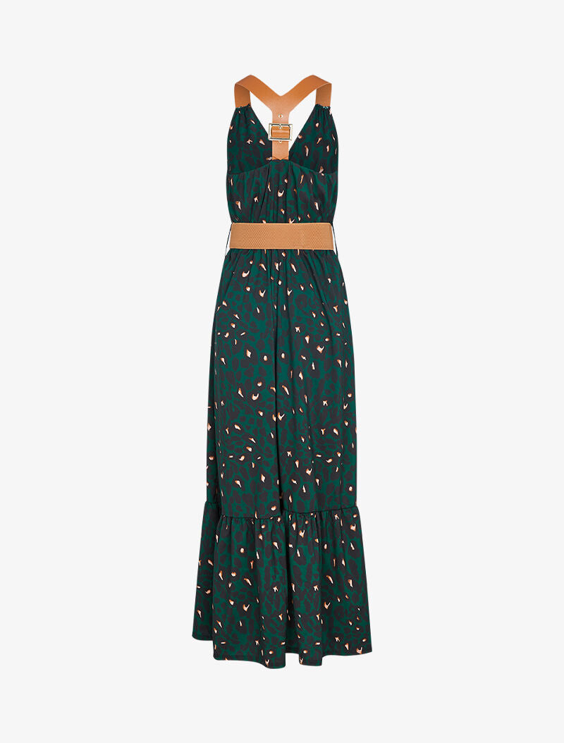Robe à bretelles style sangles en simili - Vert - 2