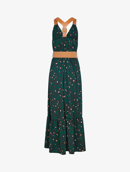 Robe à bretelles style sangles en simili - Vert - 2