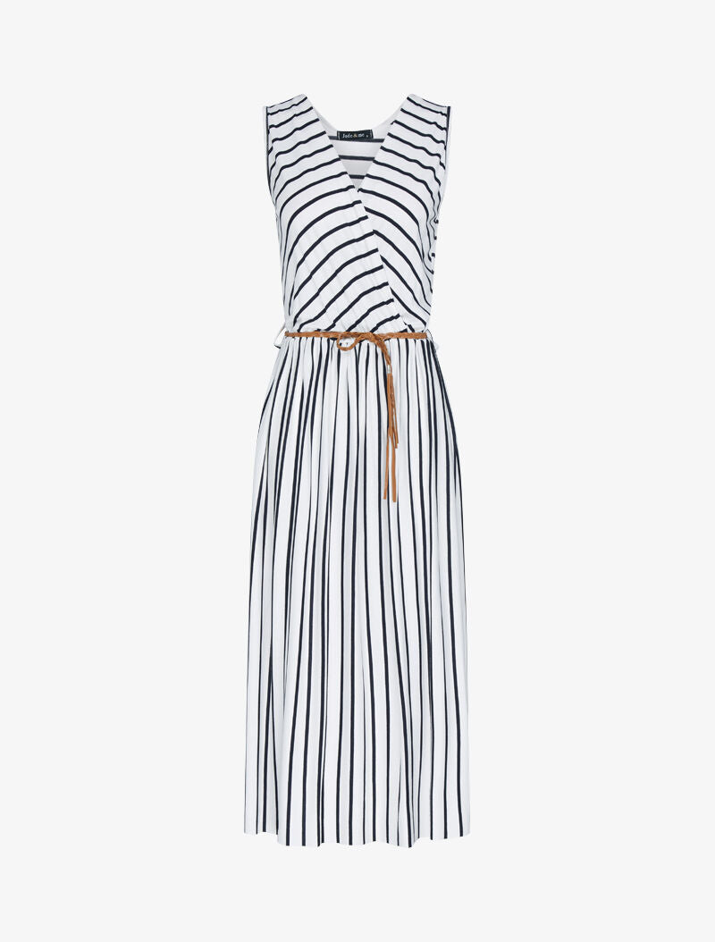 Robe longue à imprimé style marinière - Blanc - 1