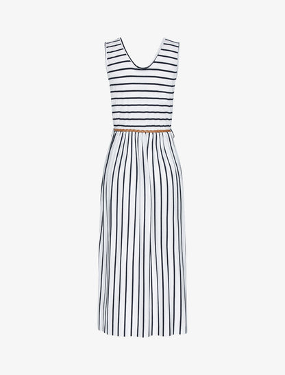 Robe longue à imprimé style marinière - Blanc - 2