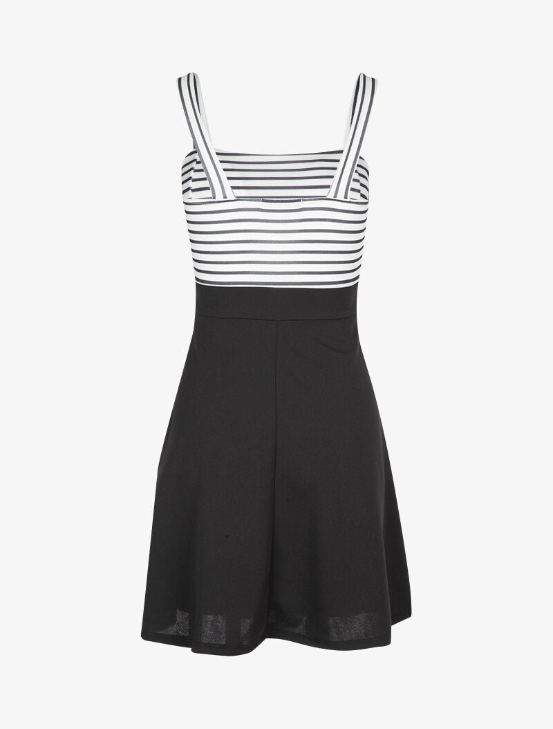 Robe patineuse à buste rayé - Noir - 2