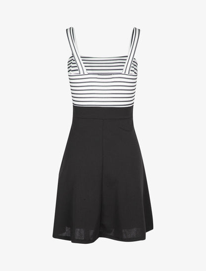 Robe patineuse à buste rayé - Noir - 2