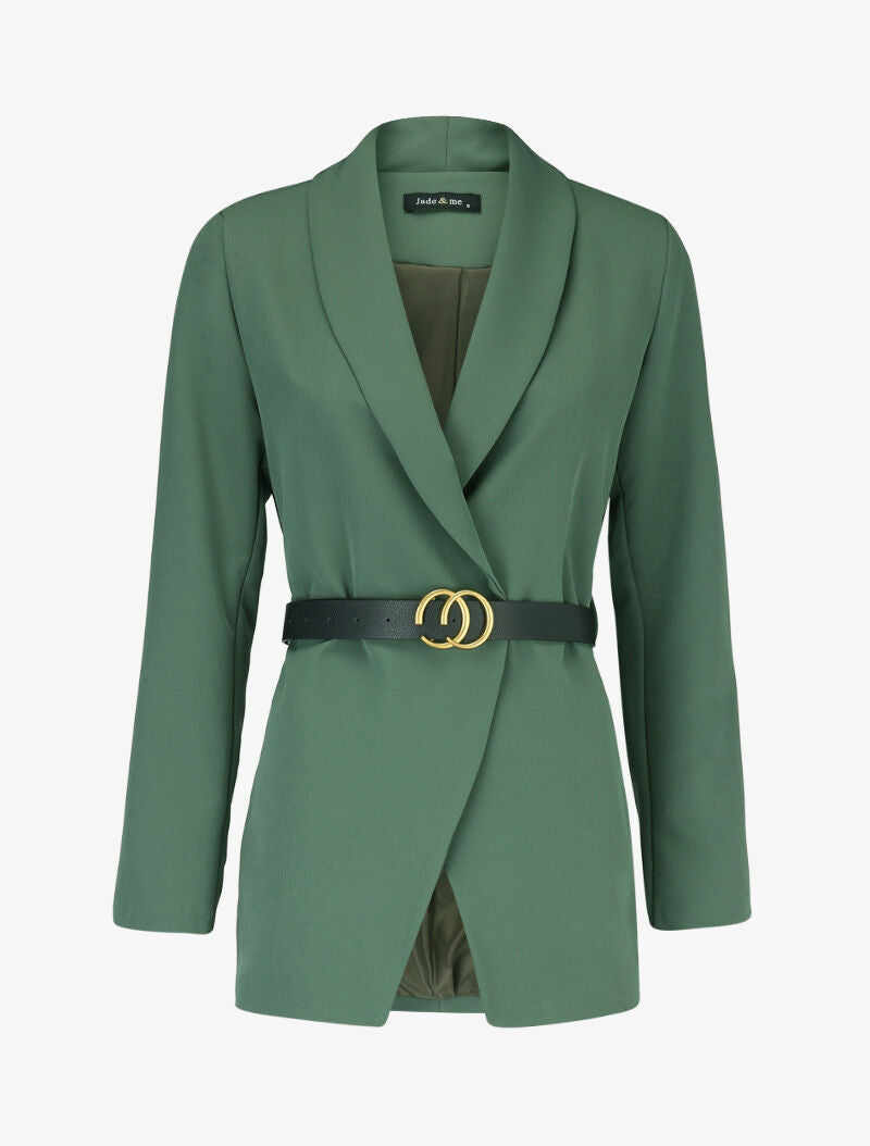 Veste à ceinture contrastante - Kaki - 1