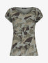 T-shirt imprimé aspect coton flammé - Kaki - 1