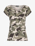 T-shirt imprimé aspect coton flammé - Beige - 3
