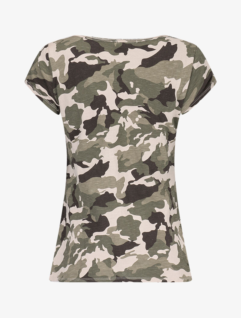 T-shirt imprimé aspect coton flammé - Beige - 2