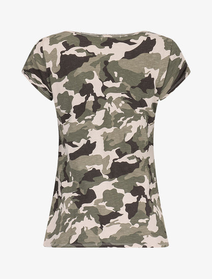 T-shirt imprimé aspect coton flammé - Beige - 2