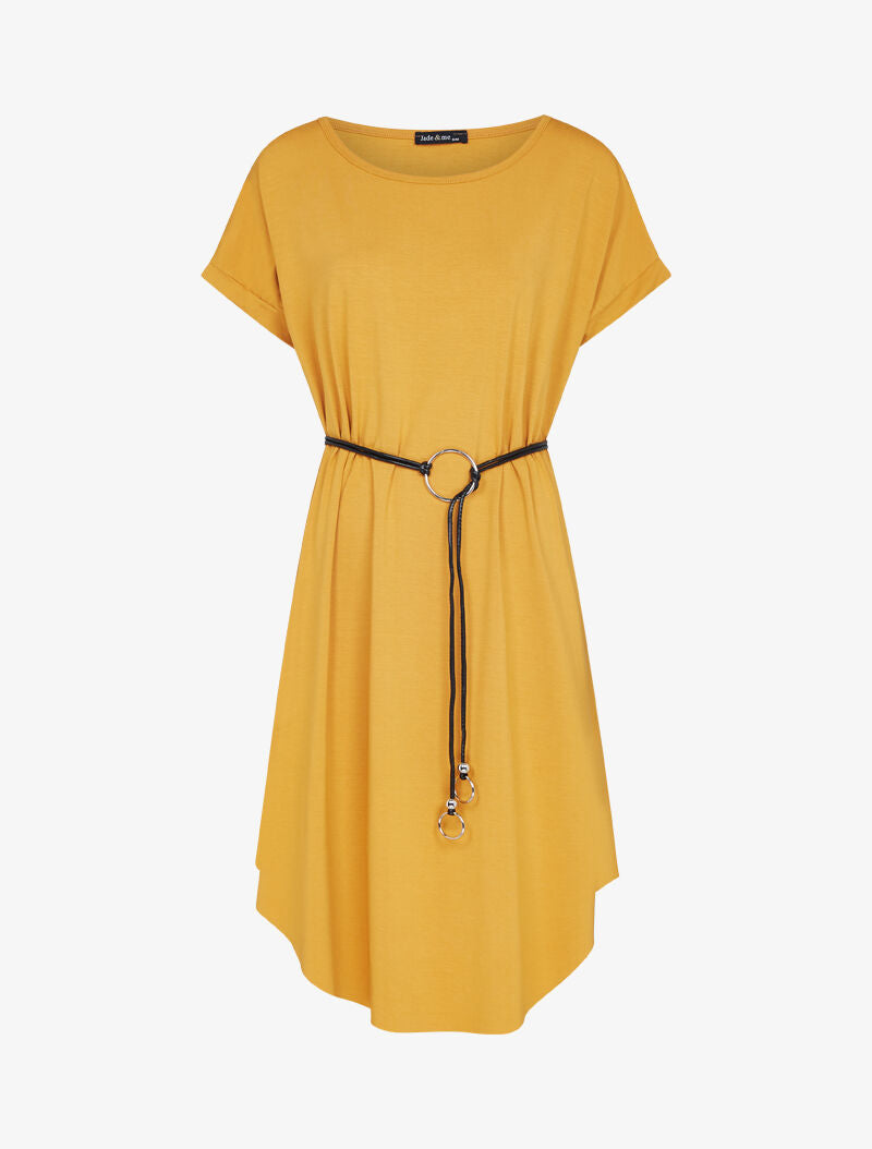 Robe ample ceinturée - Jaune - 3