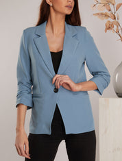 Blazer cintré à manches plissées - Bleu ciel - 4