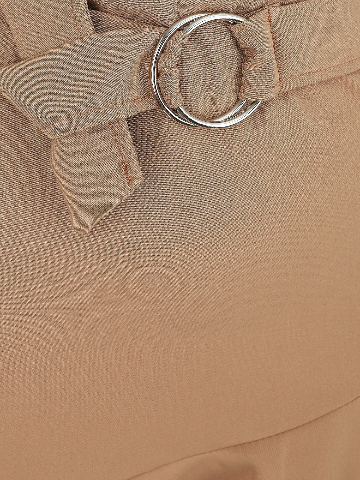 Jupe courte coupe patineuse à taille élastiquée - Camel - 3