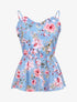 Top péplum imprimé roses - Bleu - 4