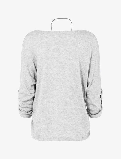 Pull chauve souris avec sautoir - Gris clair - 2