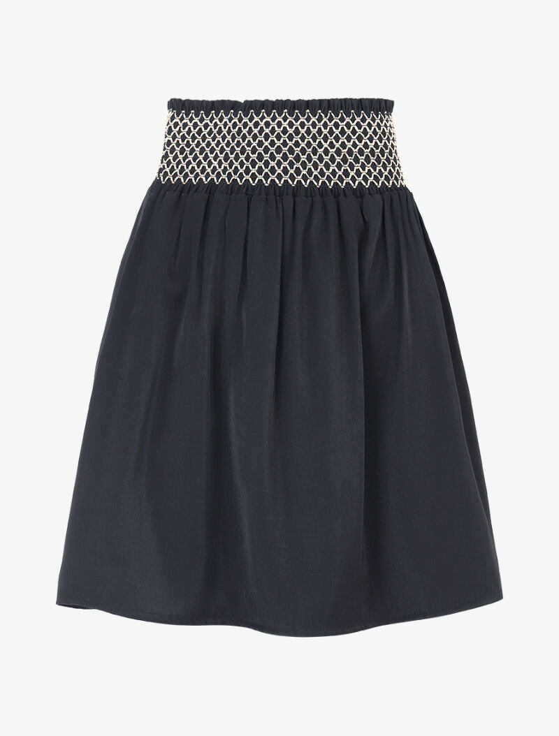 Jupe irisée à taille brodée - Noir - 3