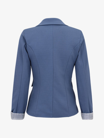 Blazer à revers imprimé rayures - Bleu charrette - 2