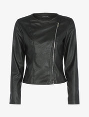 Veste ajustée en simili - Noir - 1