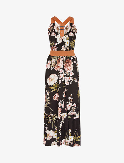 Robe à imprimés et bretelles simili - Noir - 2