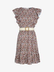 Robe fleurie à volants - Noir - 1