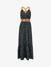 Robe à bretelles style sangles en simili - Vert - 1