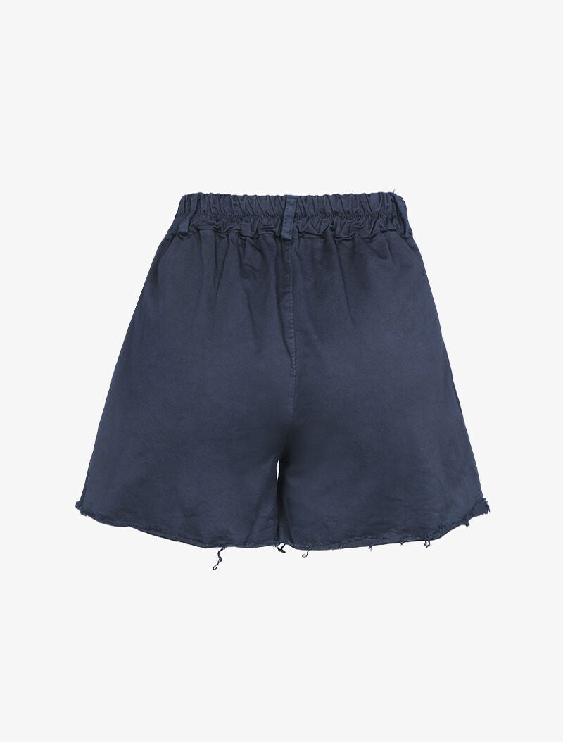 Short trapèze à bords effilochés - Bleu nuit - 2