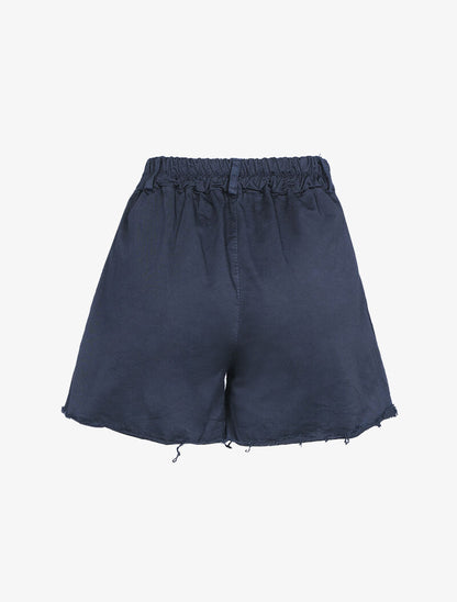 Short trapèze à bords effilochés - Bleu nuit - 2