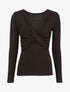 Pull fin à encolure cache-coeur effet drapé - Noir - 1