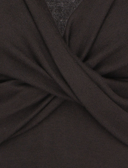 Pull fin à encolure cache-coeur effet drapé - Noir - 3