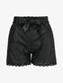 Short paper bag en simili et bords en dentelle - Noir - 1