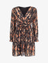 Robe fleurie lamée à col cache-coeur - Noir - 1