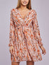 Robe fleurie lamée à col cache-coeur - Rose - 5